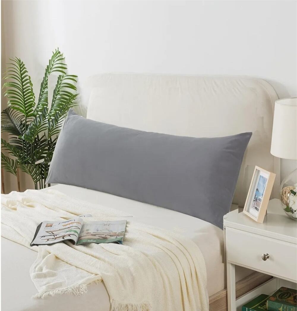 Body Pillow, Gray, Shredded Memory Foam 19"W x 50"L by CreTopWin